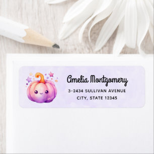 Pastel Pumpkin with Stars Cute Dreamy Vibe Address Label