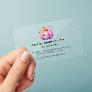 Pastel Pumpkin with Stars Cute Dreamy Vibe Clear Business Cards