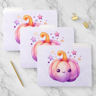 Pastel Pumpkin with Stars Cute Dreamy Vibe File Folder
