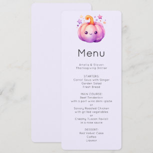 Pastel Pumpkin with Stars Cute Dreamy Vibe Menu Invitation