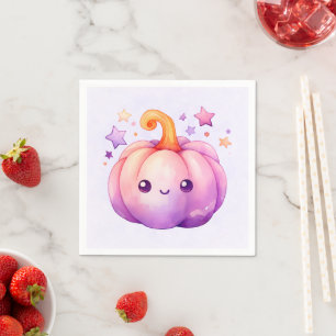 Pastel Pumpkin with Stars Cute Dreamy Vibe Napkins