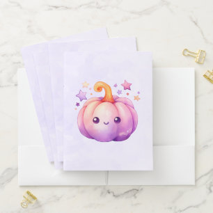 Pastel Pumpkin with Stars Cute Dreamy Vibe Pocket Folder