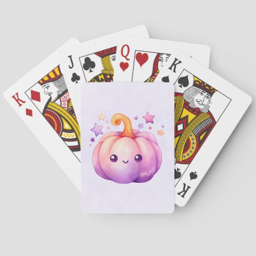 Pastel Pumpkin with Stars Cute Dreamy Vibe Poker Cards