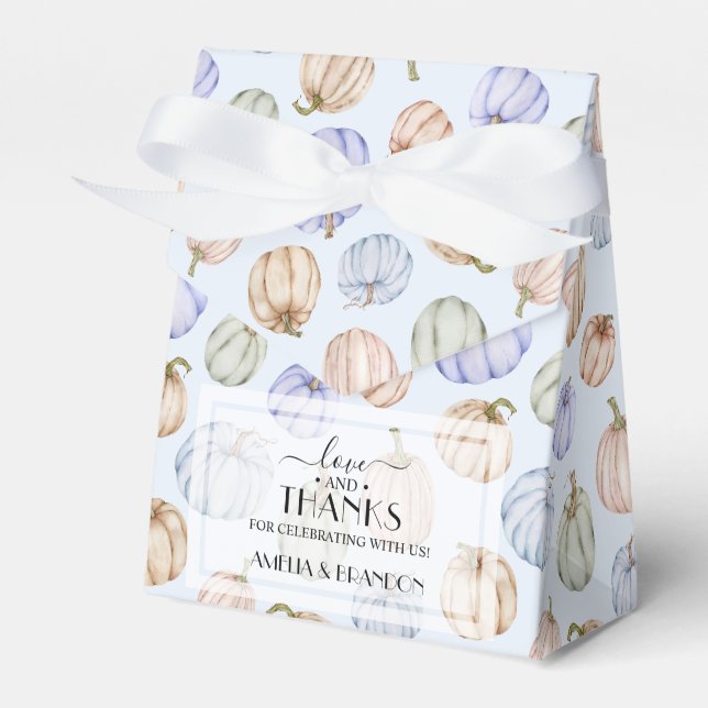 Pastel Pumpkins Blue Boy Baby Shower Favor Boxes (Front Side)
