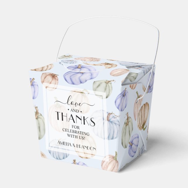 Pastel Pumpkins Blue Boy Baby Shower Favor Boxes (Front Side)