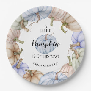 Pastel Pumpkins Boy Baby Shower Paper Plates