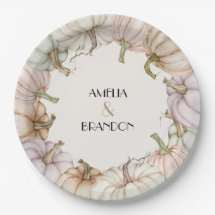 Pastel Pumpkins Fall Paper Plates