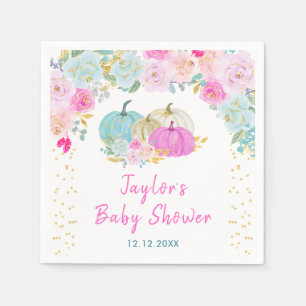 Pastel Pumpkins Floral Baby Shower Napkins