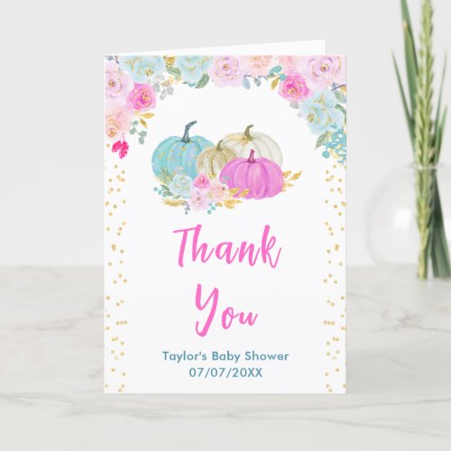 Pastel Pumpkins Floral Baby Shower Thank You Card