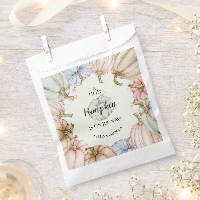 Pastel Pumpkins Gender Neutral Baby Shower Favor Bag (Clipped)