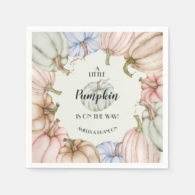 Pastel Pumpkins Gender Neutral Baby Shower Napkins (Front)