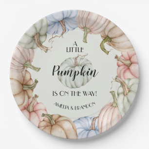 Pastel Pumpkins Gender Neutral Baby Shower Paper Plates