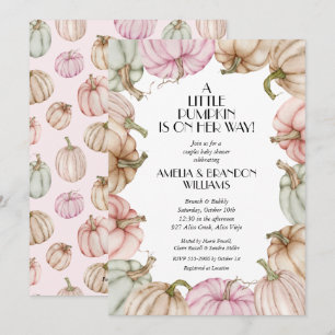 Pastel Pumpkins Girl Baby Shower Invitations