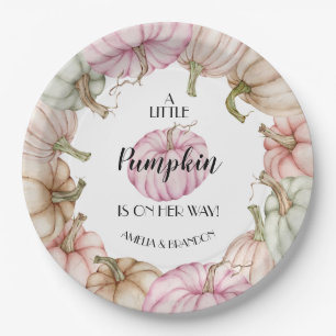 Pastel Pumpkins Girl Baby Shower Pink Paper Plates
