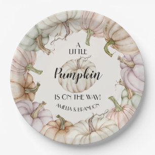 Pastel Pumpkins Neutral Baby Shower Paper Plates