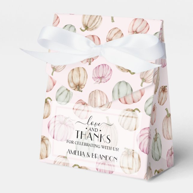 Pastel Pumpkins Pink Girl Baby Shower Favor Boxes (Front Side)