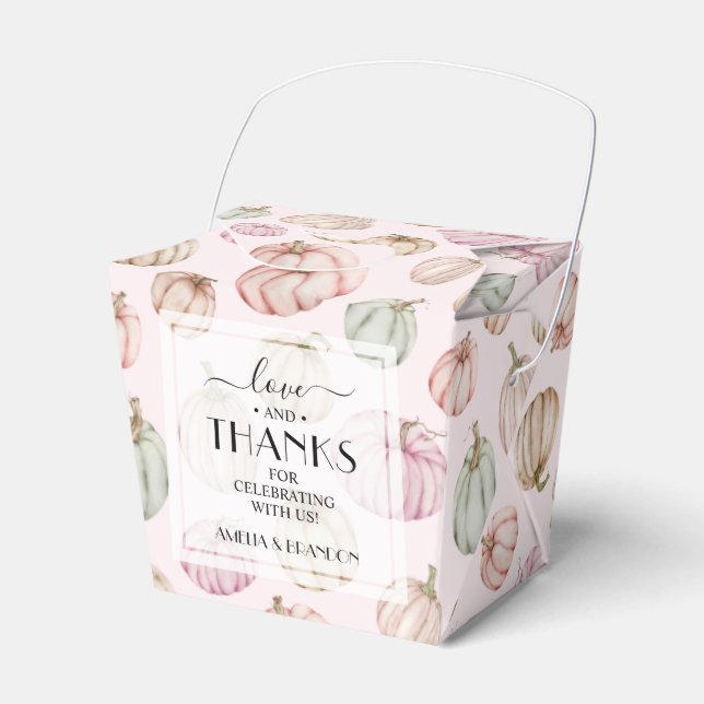 Pastel Pumpkins Pink Girl Baby Shower Favor Boxes (Front Side)