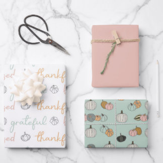 Pastel Pumpkins Wrapping Paper Sheets
