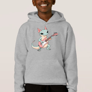 Pastel Punk Rock Axolotl Guitar Player Soft Grunge Hoodie
