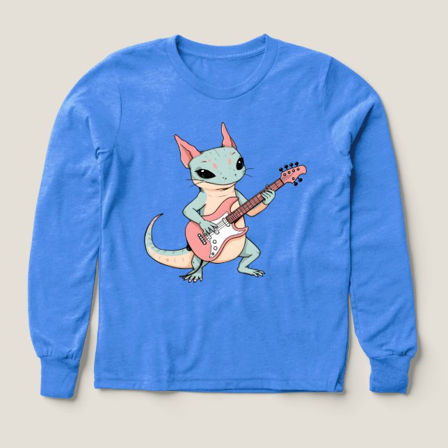 Pastel Punk Rock Axolotl Guitar Player Soft Grunge Tri-Blend Shirts (Design Front)