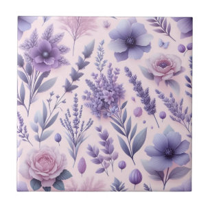 Pastel Purple Aesthetic Lavender Flower Ceramic Tile