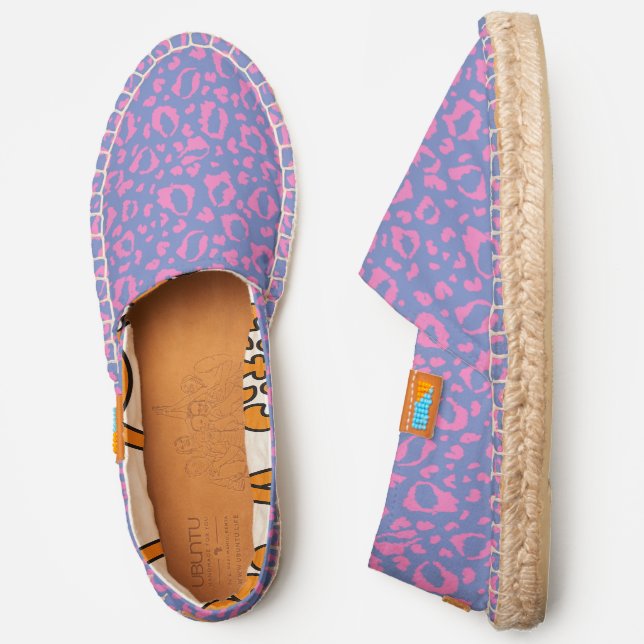 Pastel Purple And Pink Leopard Print Pattern Espadrilles (Side)