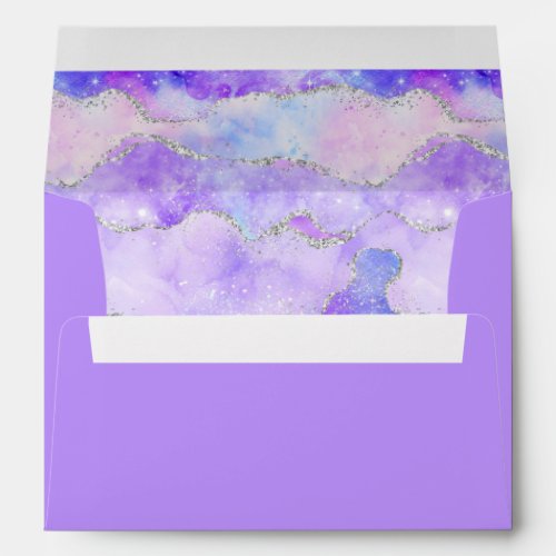 Pastel Purple and Silver Sequins Agate Envelope