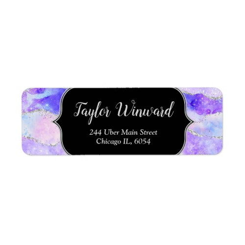 Pastel Purple and Silver Sequins Agate Label