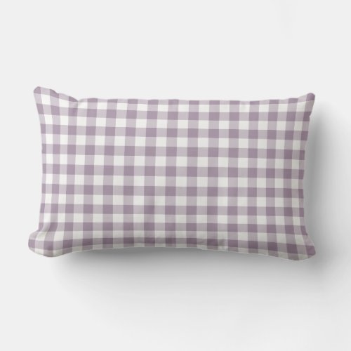 Pastel Purple and White Gingham Pattern Lumbar Pillow