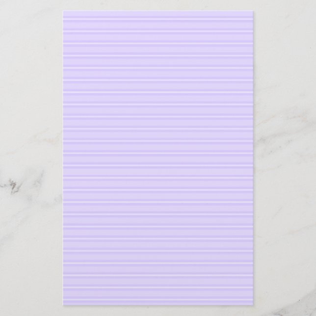 Pastel Purple and White Striped Stationery Paper (Front)
