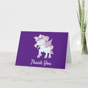 Pastel Purple and White Unicorns  Letterpress Thank You Card