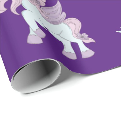 Pastel Purple and White Unicorns Wrapping Paper