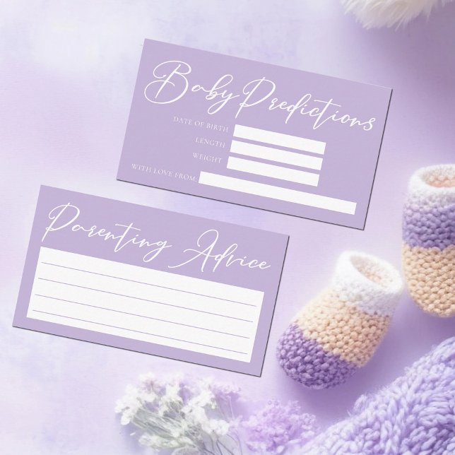 Pastel Purple Baby Shower Predictions Advice Enclosure Card (Creator Uploaded)