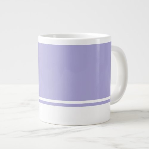 Pastel Purple Background White Bottom Rim Stripes Giant Coffee Mug