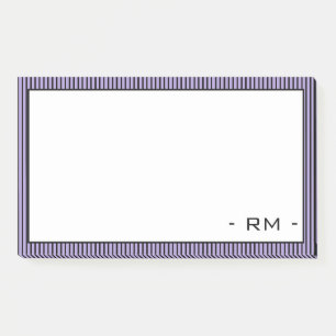 Pastel Purple Black Striped Border Monogram Post-it Notes