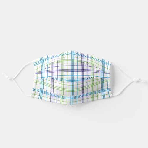 Pastel Purple Blue Lime Green White Easter Plaid Adult Cloth Face Mask