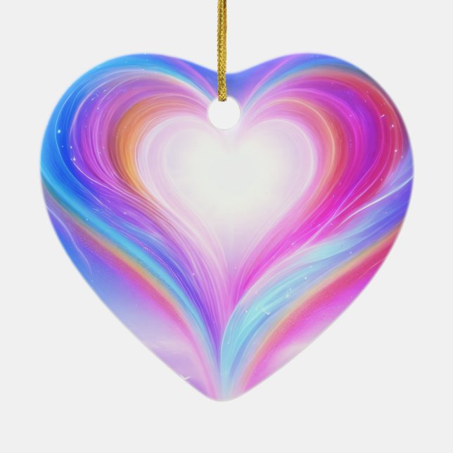 Pastel Purple + Blue on a Beautiful Valentine Tree Ceramic Ornament (Back)