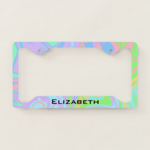 Pastel Purple Blue Pink Green Personalized name License Plate Frame