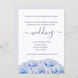 Pastel Purple Blue Roses Elegant Floral Wedding Invitation