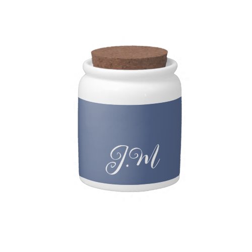 Pastel purple blue solid color trendy initial name candy jar