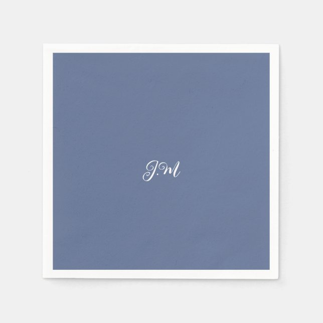 Pastel purple blue solid color trendy initial name napkins (Front)