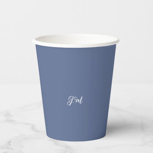 Pastel purple blue solid color trendy initial name paper cups