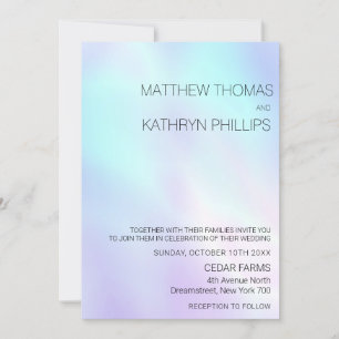 Pastel Purple Blue Wedding Invitation