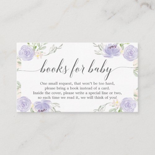 Pastel Purple Book Request Baby Shower Invitation