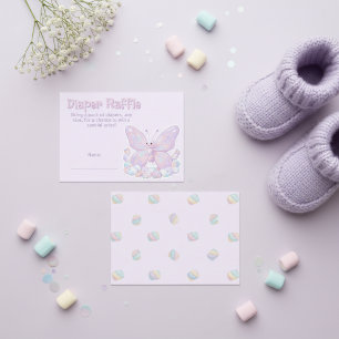 Pastel Purple Butterfly Baby Shower Diaper Raffle Enclosure Card