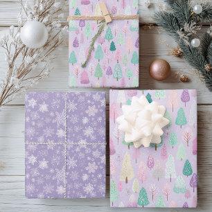 Pastel Purple Christmas Wrapping Paper Sheets