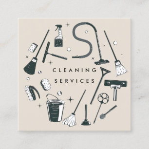 Pastel Purple Cleaning Services Square Business Card