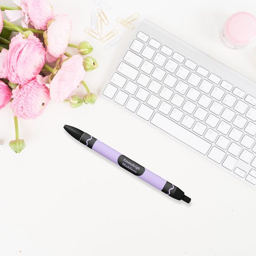 Pastel Purple Color Crayon Wrap Monogram Black Ink Pen