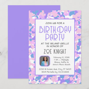 Pastel Purple Confetti Birthday Party Invitation