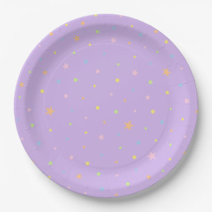 Pastel Purple Confetti Birthday Party Plate